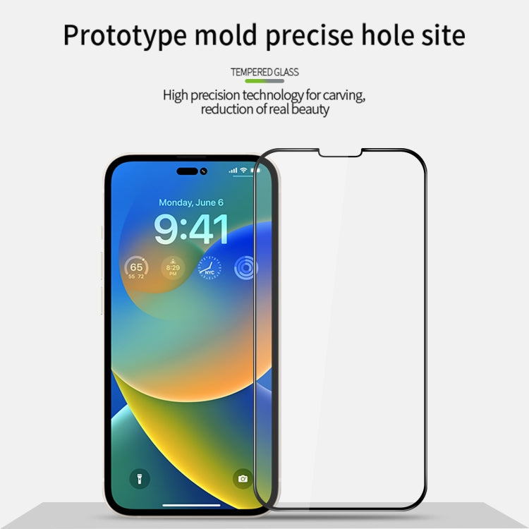 For iPhone 14 MOFI 9H 3D Explosion-proof Curved Screen Tempered Glass Film(Black) - iPhone 14 Tempered Glass by MOFI | Online Shopping South Africa | PMC TechLife