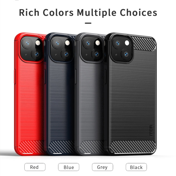 For iPhone 14 MOFI Gentleness Brushed Texture Carbon Fiber TPU Phone Case (Gray) - iPhone 14 Cases by MOFI | Online Shopping South Africa | PMC TechLife