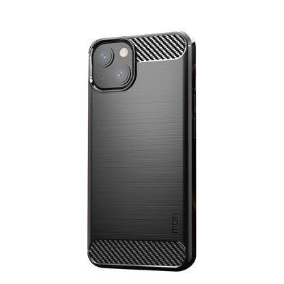 For iPhone 14 Plus MOFI Gentleness Brushed Texture Carbon Fiber TPU Phone Case  (Black) - iPhone 14 Plus Cases by MOFI | Online Shopping South Africa | PMC Jewellery