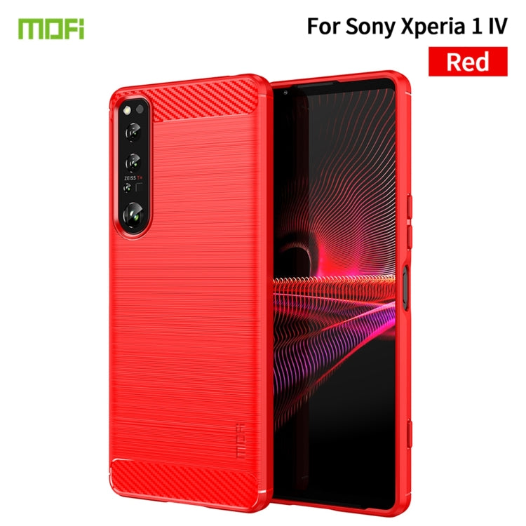 For Sony Xperia 1 IV MOFI Gentleness Series Brushed Texture Carbon Fiber Soft TPU Case(Red) - Sony Cases by MOFI | Online Shopping South Africa | PMC Jewellery