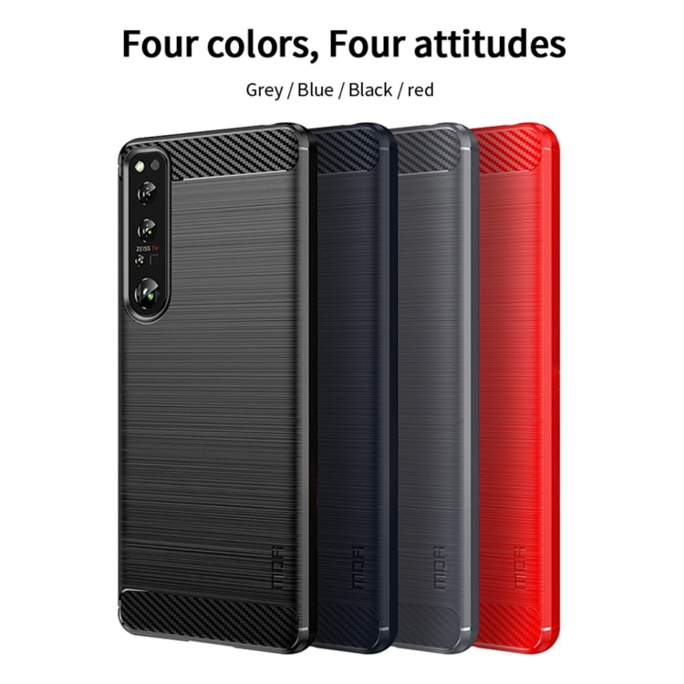 For Sony Xperia 1 IV MOFI Gentleness Series Brushed Texture Carbon Fiber Soft TPU Case(Red) - Sony Cases by MOFI | Online Shopping South Africa | PMC Jewellery