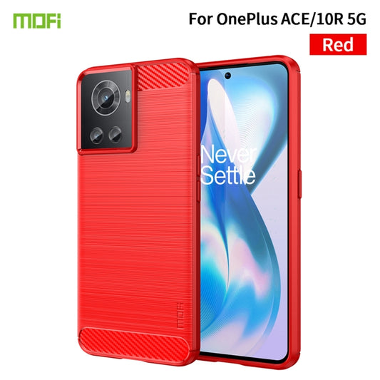 For OnePlus Ace / 10R 5G MOFI Gentleness Series Brushed Texture Carbon Fiber Soft TPU Case(Red) - OnePlus Cases by MOFI | Online Shopping South Africa | PMC Jewellery