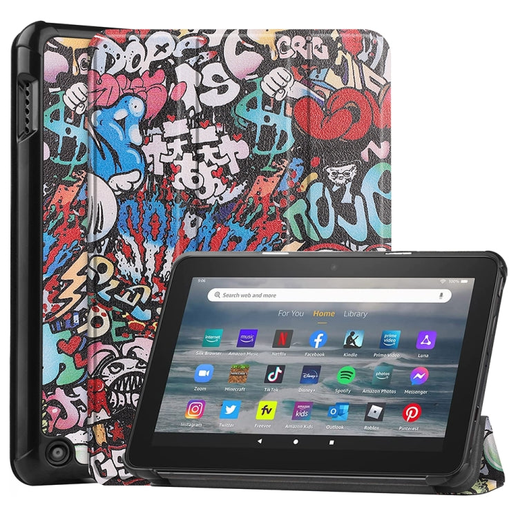 For Amazon Fire 7 12th 2022 JSM Smart Leather Tablet Case(Graffiti) - free shipping - PMc TechLife - Order now!