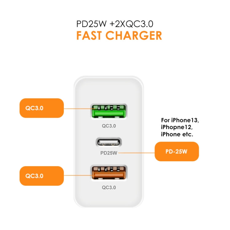 45W PD3.0 + 2 x QC3.0 USB Multi Port Quick Charger, US Plug(White) - USB Charger by PMC Jewellery | Online Shopping South Africa | PMC Jewellery | Buy Now Pay Later Mobicred