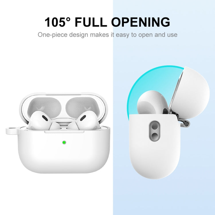 For Apple AirPods Pro 2 2022 ENKAY Thickened Silicone Protective Case with Keychain(White) - For AirPods Pro 2 by ENKAY | Online Shopping South Africa | PMC Jewellery