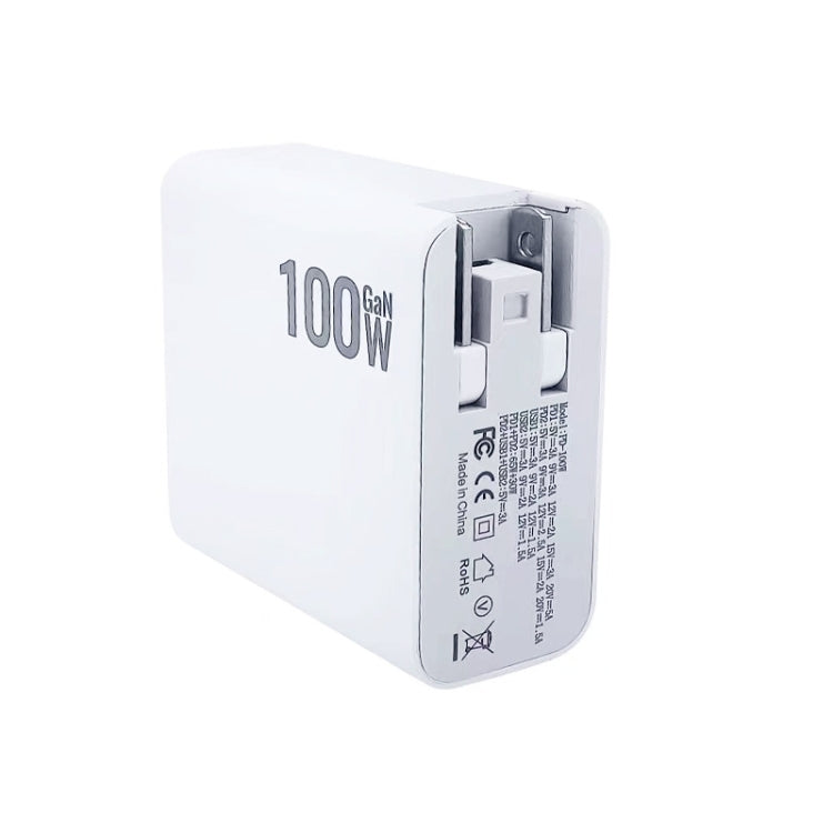 GaN 100W Dual USB + Dual USB-C/Type-C Multi Port Charger with 2m Type-C to Type-C Data Cable Set US / EU Plug - Cable & Adapter by PMC Jewellery | Online Shopping South Africa | PMC Jewellery | Buy Now Pay Later Mobicred