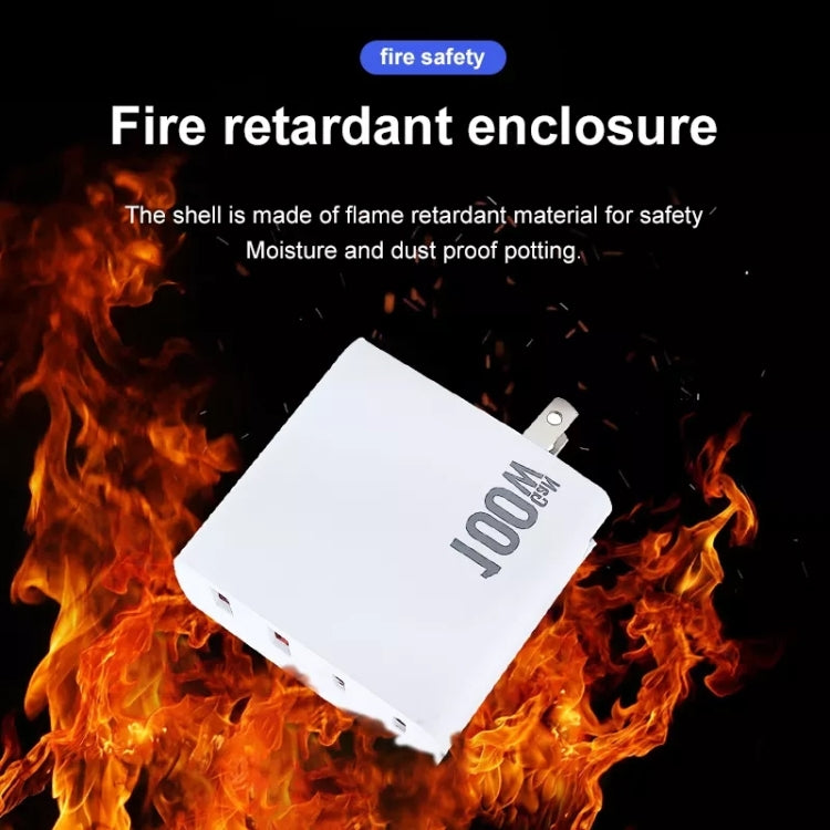 GaN 100W Dual USB + Dual USB-C/Type-C Multi Port Charger with 2m Type-C to Type-C Data Cable Set US / EU / UK / AU Plug - free shipping - PMC Jewellery - Order now!