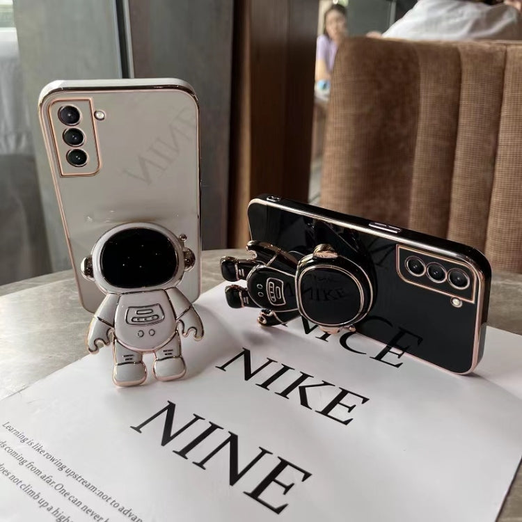 For Samsung Galaxy S21 5G Plating Astronaut Holder Phone Case(Pink) - Galaxy S21 5G Cases by PMC TechLife | Online Shopping South Africa | PMC TechLife