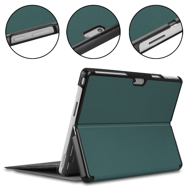 For Microsoft Surface Pro 9 JUNSUNMAY Custer Solid Color 3-Fold Stand Leather Tablet Case(Dark Green) - Microsoft by JUNSUNMAY | Online Shopping South Africa | PMC Jewellery