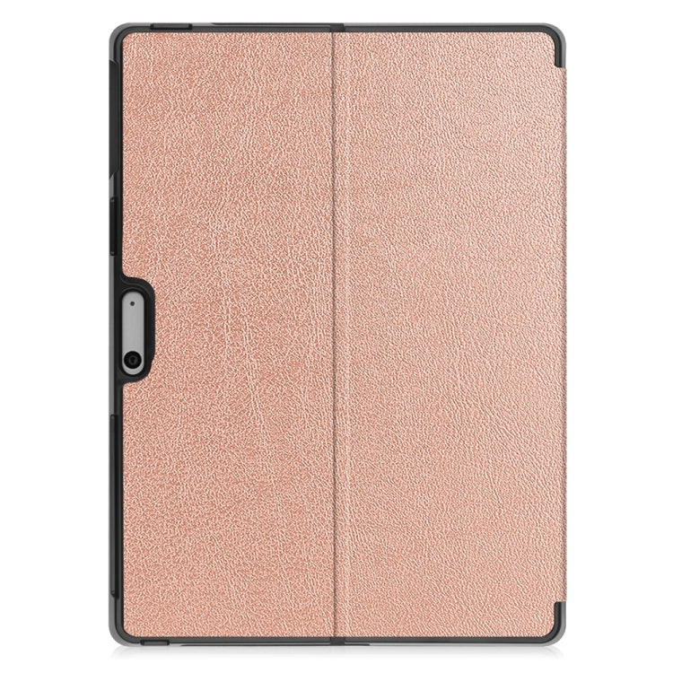 For Microsoft Surface Pro 9 JUNSUNMAY Custer Solid Color 3-Fold Stand Leather Tablet Case(Rose Gold) - free shipping - PMC Jewellery - Order now!