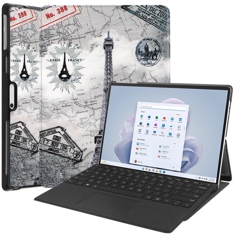 For Microsoft Surface Pro 9 / 10 / 11 JUNSUNMAY Custer Painted Stand Leather Tablet Case(Retro Tower) - free shipping - PMC Jewellery - Order now!