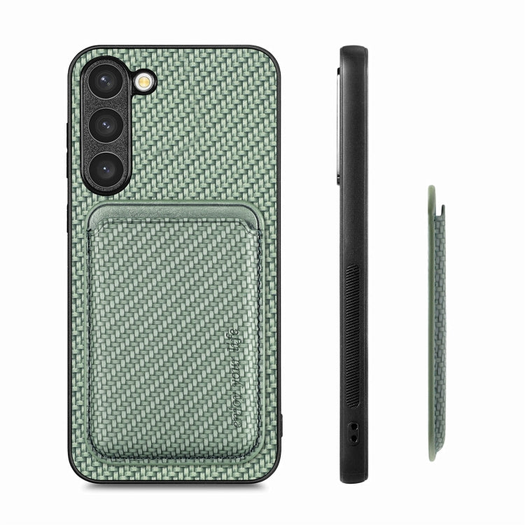 For Samsung Galaxy S23 5G Carbon Fiber Leather Card Magsafe Case(Green) - Galaxy S23 5G Cases by PMC Jewellery | Online Shopping South Africa | PMC Jewellery