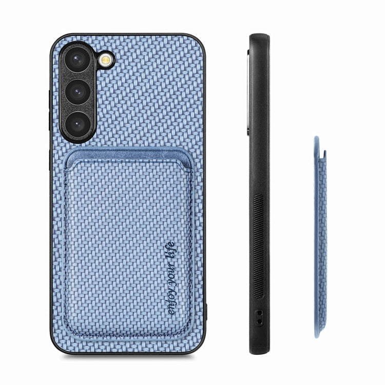For Samsung Galaxy S23+ 5G Carbon Fiber Leather Card Magsafe Case(Blue) - free shipping - PMC TechLife - Order now!
