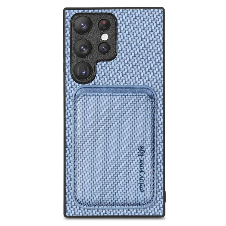 For Samsung Galaxy S23 Ultra 5G Carbon Fiber Leather Card Magsafe Case(Blue) - Galaxy S23 Ultra 5G Cases by PMC Jewellery | Online Shopping South Africa | PMC Jewellery