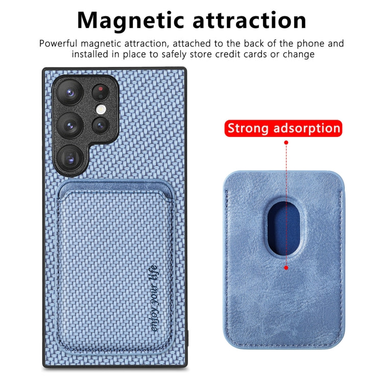 For Samsung Galaxy S23 Ultra 5G Carbon Fiber Leather Card Magsafe Case(Blue) - Galaxy S23 Ultra 5G Cases by PMC Jewellery | Online Shopping South Africa | PMC Jewellery