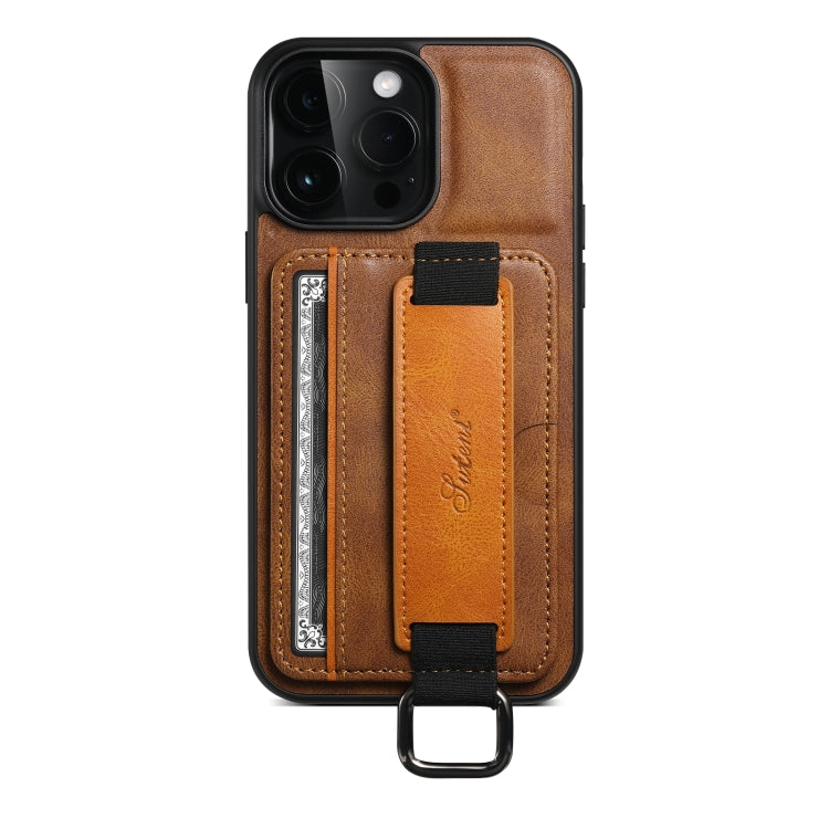For iPhone 14 Pro Max Suteni H13 Card Wallet Wrist Strap Holder PU Phone Case(Brown) - iPhone 14 Pro Max Cases by Suteni | Online Shopping South Africa | PMC TechLife | Buy Now Pay Later Mobicred