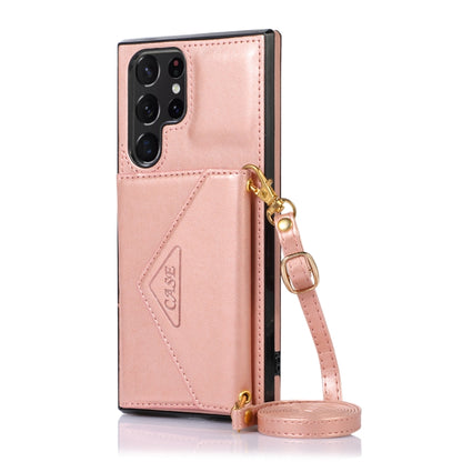 For Samsung Galaxy S23 Ultra 5G Cross-body Wallet Card Bag Leather Phone Case(Rose Gold) - Galaxy S23 Ultra 5G Cases by PMC Jewellery | Online Shopping South Africa | PMC Jewellery