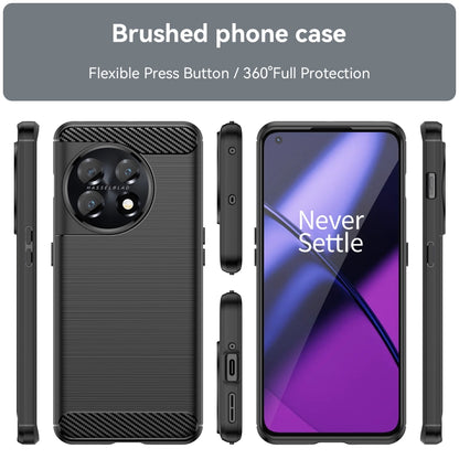 For OnePlus 11 5G Brushed Texture Carbon Fiber TPU Phone Case(Black) - OnePlus Cases by PMC Jewellery | Online Shopping South Africa | PMC Jewellery | Buy Now Pay Later Mobicred