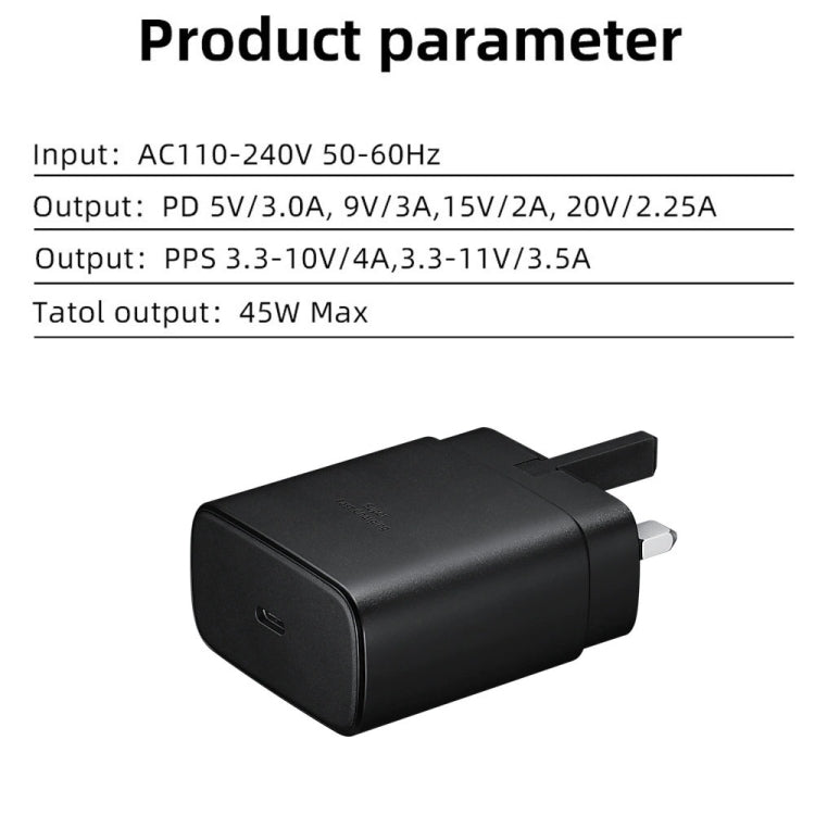 M135 45W USB-C / Type-C Port Fast Charger with 5A Type-C to Type-C Cable, UK Plug(White) - USB Charger by PMC TechLife | Online Shopping South Africa | PMC TechLife | Buy Now Pay Later Mobicred