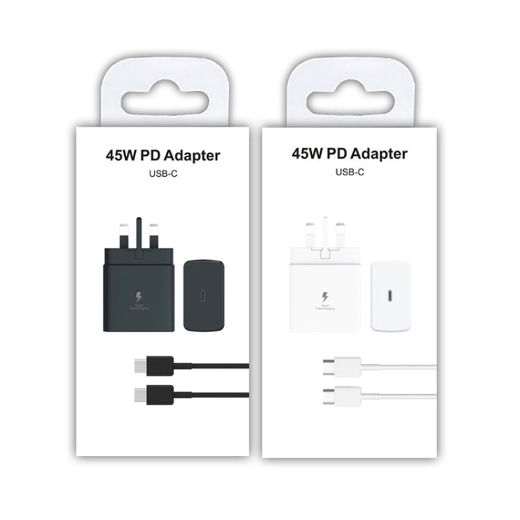 M135 45W USB-C / Type-C Port Fast Charger with 5A Type-C to Type-C Cable, UK Plug(White) - USB Charger by PMC TechLife | Online Shopping South Africa | PMC TechLife | Buy Now Pay Later Mobicred