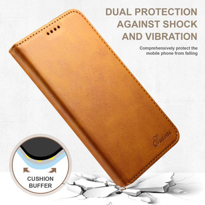 For Samsung Galaxy S25 Ultra 5G Suteni Calf Texture Horizontal Flip Leather Phone Case(Khaki) - Galaxy S25 Ultra 5G Cases by Suteni | Online Shopping South Africa | PMC Jewellery | Buy Now Pay Later Mobicred