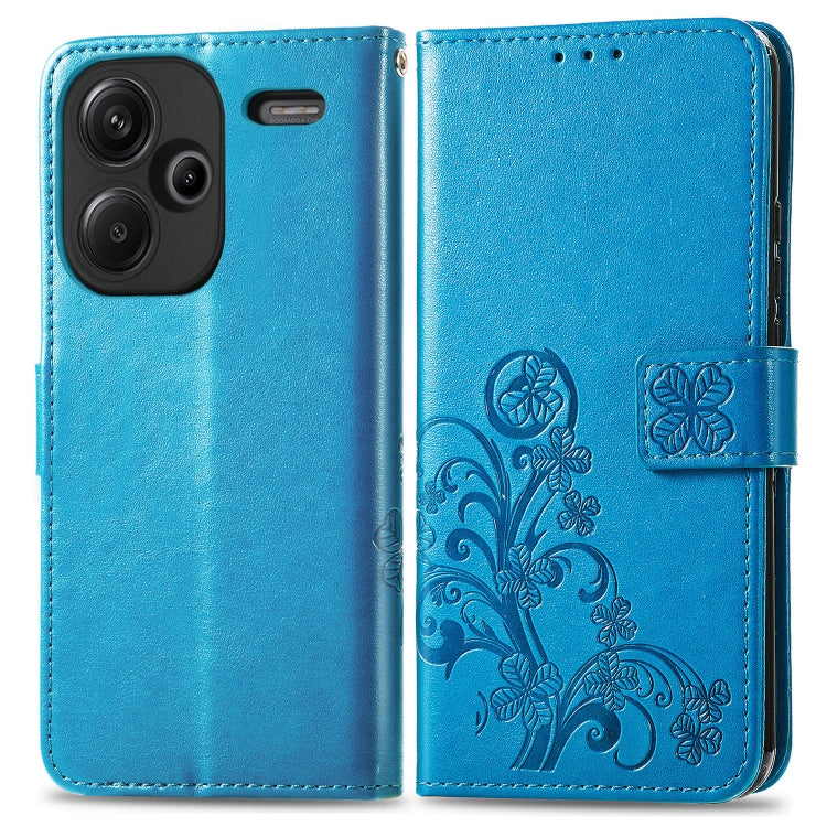 For Xiaomi Redmi Note 13 Pro+ Four-leaf Clasp Embossed Leather Phone Case(Blue) - Note 13 Pro+ Cases by PMC TechLife | Online Shopping South Africa | PMC TechLife | Buy Now Pay Later Mobicred