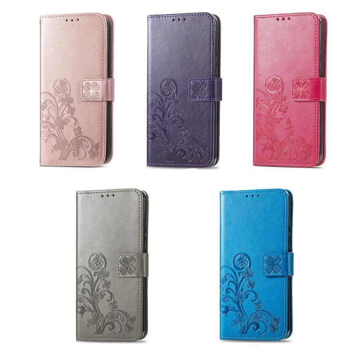 For Xiaomi Redmi K70E Four-leaf Clasp Embossed Leather Phone Case(Gray) - K70E Cases by PMC TechLife | Online Shopping South Africa | PMC TechLife | Buy Now Pay Later Mobicred
