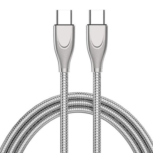 ENKAY ENK-CB130 2m PD100W Type-C to Type-C Carbon Steel Hose Spring Fast Charging Data Cable with E-Marker Chip(Silver) - USB-C & Type-C Cable by ENKAY | Online Shopping South Africa | PMC Jewellery | Buy Now Pay Later Mobicred