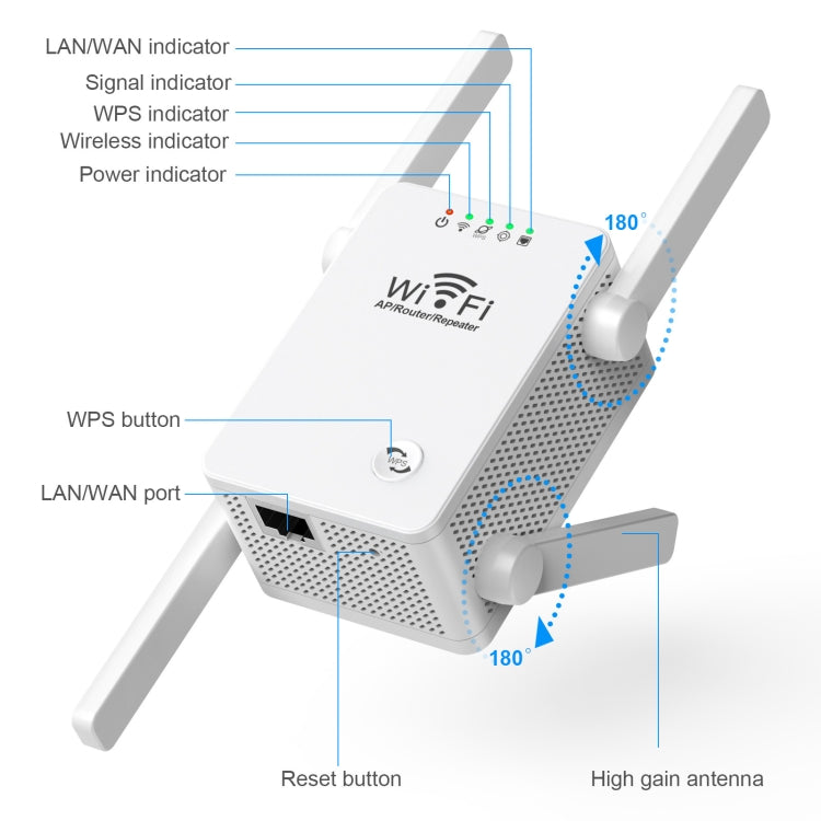 U8 300Mbps Wireless WiFi Repeater Extender Router Wi-Fi Signal Amplifier WiFi Booster(US Plug) - Broadband Amplifiers by PMC Jewellery | Online Shopping South Africa | PMC Jewellery