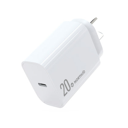 NORTHJO NOPD2001 PD 20W USB-C / Type-C Single Port Fast Charger, Plug Type:AU Plug(White) - USB Charger by NORTHJO | Online Shopping South Africa | PMC Jewellery | Buy Now Pay Later Mobicred