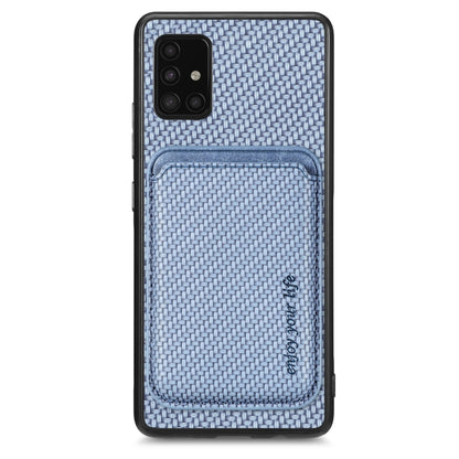 For Samsung Galaxy A51 5G Carbon Fiber Leather Card Magsafe Magnetic Phone Case(Blue) - Galaxy Phone Cases by PMC Jewellery | Online Shopping South Africa | PMC Jewellery