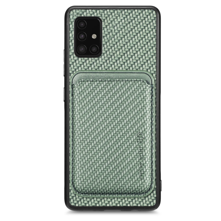 For Samsung Galaxy A51 5G Carbon Fiber Leather Card Magsafe Magnetic Phone Case(Green) - Galaxy Phone Cases by PMC Jewellery | Online Shopping South Africa | PMC Jewellery