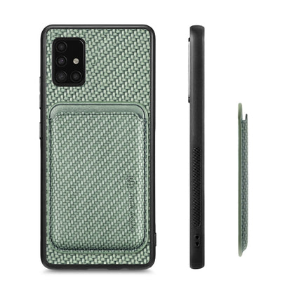 For Samsung Galaxy A51 5G Carbon Fiber Leather Card Magsafe Magnetic Phone Case(Green) - Galaxy Phone Cases by PMC Jewellery | Online Shopping South Africa | PMC Jewellery