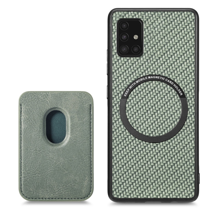 For Samsung Galaxy A51 5G Carbon Fiber Leather Card Magsafe Magnetic Phone Case(Green) - Galaxy Phone Cases by PMC Jewellery | Online Shopping South Africa | PMC Jewellery