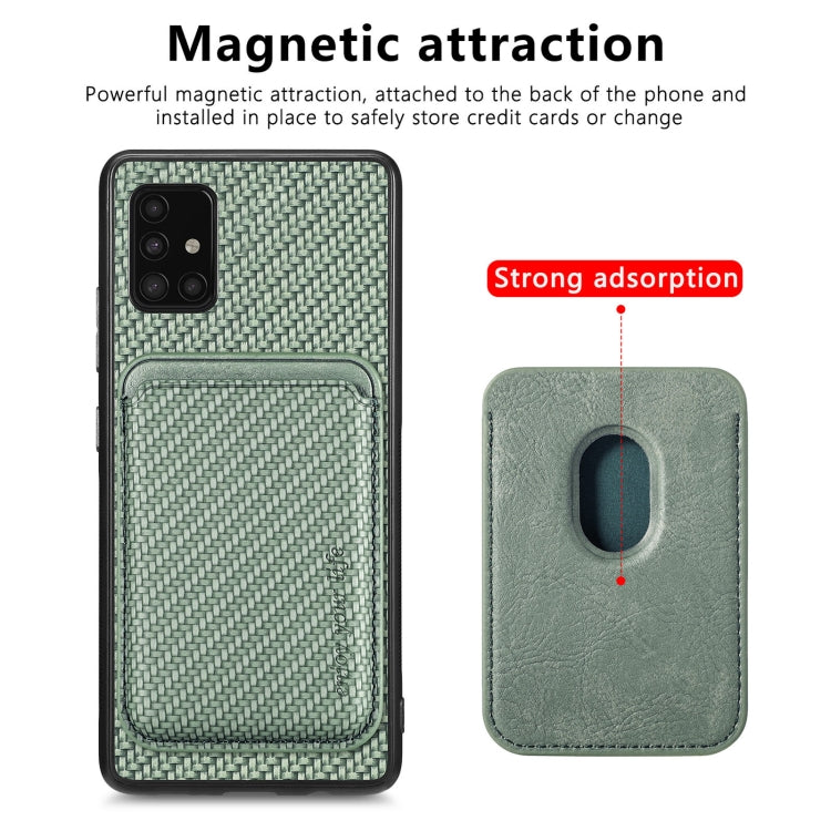 For Samsung Galaxy A51 5G Carbon Fiber Leather Card Magsafe Magnetic Phone Case(Green) - Galaxy Phone Cases by PMC Jewellery | Online Shopping South Africa | PMC Jewellery