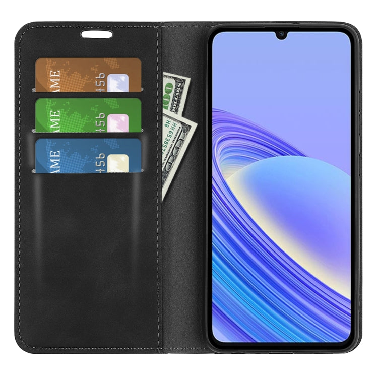 For TCL 40 SE Retro-skin  Magnetic Suction Leather Phone Case(Black) - More Brand by PMC TechLife | Online Shopping South Africa | PMC TechLife | Buy Now Pay Later Mobicred