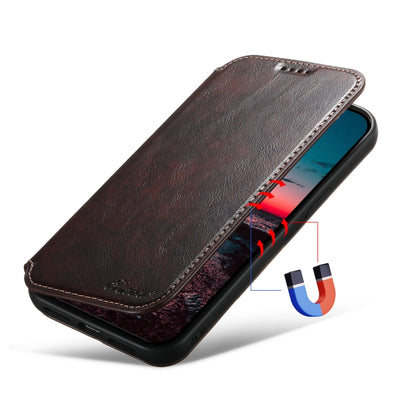 For iPhone 14 Suteni J05 Leather Magnetic Magsafe Phone Case(Brown) - iPhone 14 Cases by Suteni | Online Shopping South Africa | PMC Jewellery | Buy Now Pay Later Mobicred