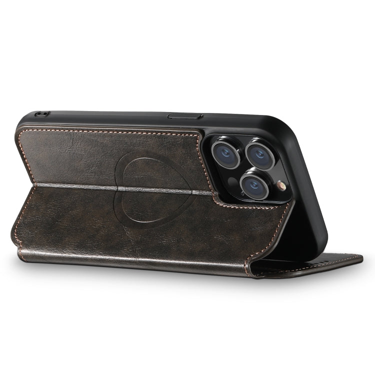 For iPhone 14 Pro Max Suteni J05 Leather Magnetic Magsafe Phone Case(Black) - iPhone 14 Pro Max Cases by Suteni | Online Shopping South Africa | PMC TechLife | Buy Now Pay Later Mobicred