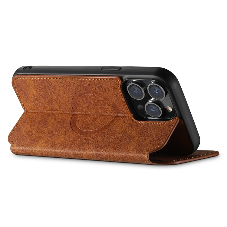 For iPhone 12/12 Pro Suteni J06 Retro Matte Litchi Texture Leather Magnetic Magsafe Phone Case(Khaki) - iPhone 12 / 12 Pro Cases by Suteni | Online Shopping South Africa | PMC Jewellery | Buy Now Pay Later Mobicred