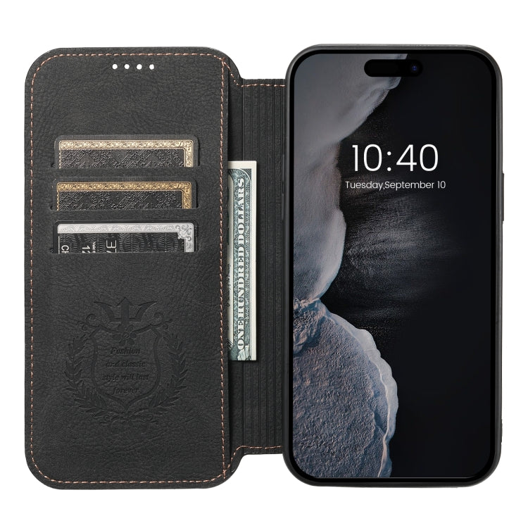 For iPhone 14 Plus Suteni J06 Retro Matte Litchi Texture Leather Magnetic Magsafe Phone Case(Black) - iPhone 14 Plus Cases by Suteni | Online Shopping South Africa | PMC Jewellery | Buy Now Pay Later Mobicred