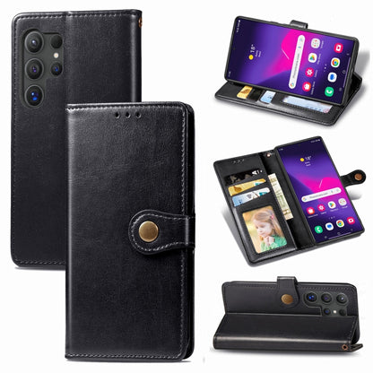 For Samsung Galaxy S25 Ultra 5G Retro Solid Color Buckle Leather Phone Case(Black) - Galaxy S25 Ultra 5G Cases by PMC Jewellery | Online Shopping South Africa | PMC Jewellery | Buy Now Pay Later Mobicred