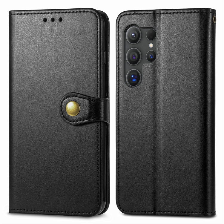 For Samsung Galaxy S25 Ultra 5G Retro Solid Color Buckle Leather Phone Case(Black) - Galaxy S25 Ultra 5G Cases by PMC Jewellery | Online Shopping South Africa | PMC Jewellery | Buy Now Pay Later Mobicred