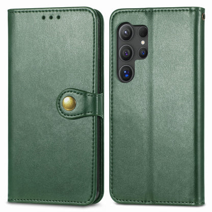 For Samsung Galaxy S25 5G Retro Solid Color Buckle Leather Phone Case(Green) - Galaxy S25 5G Cases by PMC Jewellery | Online Shopping South Africa | PMC Jewellery | Buy Now Pay Later Mobicred