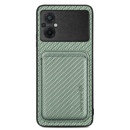 For Xiaomi POCO M5 4G Carbon Fiber Leather Card Magsafe Phone Case(Green) - Xiaomi Cases by PMC Jewellery | Online Shopping South Africa | PMC Jewellery