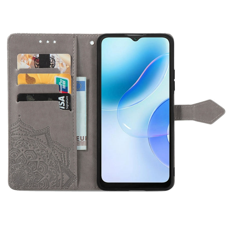 For Blackview A53 Mandala Flower Embossed Leather Phone Case(Gray) - More Brand by PMC TechLife | Online Shopping South Africa | PMC TechLife | Buy Now Pay Later Mobicred