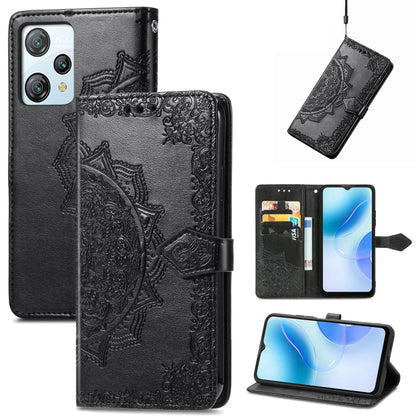 For Blackview A53 Mandala Flower Embossed Leather Phone Case(Black) - More Brand by PMC Jewellery | Online Shopping South Africa | PMC Jewellery | Buy Now Pay Later Mobicred