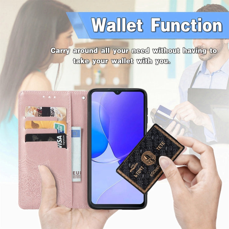 For Huawei Pura 70 Mandala Flower Embossed Leather Phone Case(Rose Gold) - Huawei Cases by PMC Jewellery | Online Shopping South Africa | PMC Jewellery | Buy Now Pay Later Mobicred