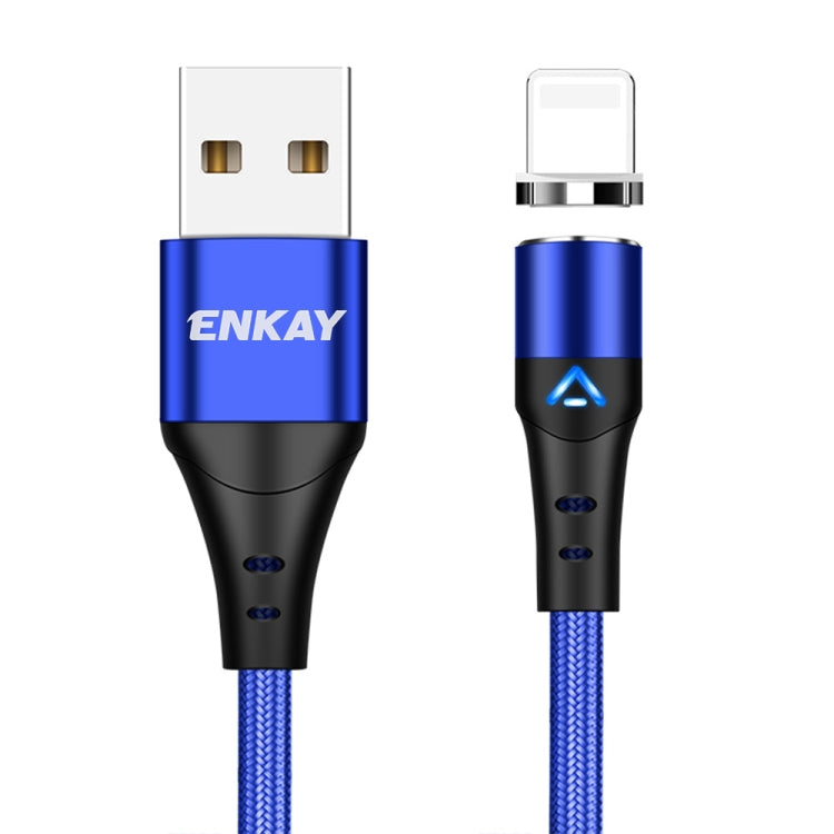 ENKAY 3A USB to 8 Pin Magnetic Fast Charging Data Cable with LED Light, Length:1m(Blue) - Charging Cable & Head by ENKAY | Online Shopping South Africa | PMC Jewellery | Buy Now Pay Later Mobicred