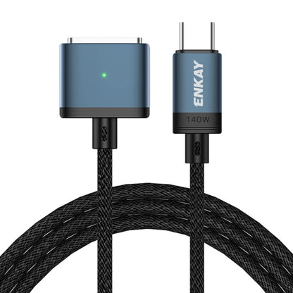 ENKAY 140W USB-C / Type-C to MagSafe 3 Nylon Braided Magnetic Charging Cable with LED Indicator for MacBook 6.6FT(Blue) - Cable & Adapter by ENKAY | Online Shopping South Africa | PMC Jewellery | Buy Now Pay Later Mobicred