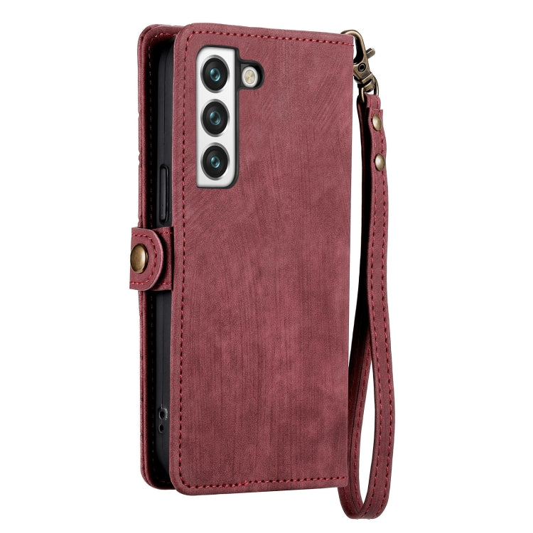 For Samsung Galaxy S20 Geometric Zipper Wallet Side Buckle Leather Phone Case(Red) - free shipping - PMC TechLife - Order now!